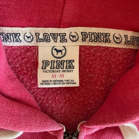 PINK Victorias Secret Love Pink 1986 Zip Up Hoodie Sweatshirt Women’s Size Med - Picture 8 of 8